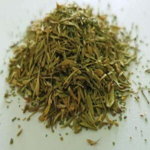 Jar of Wilde Thyme, a native Australian herb known for its intense aroma and bold, earthy flavor, ideal for savory dishes