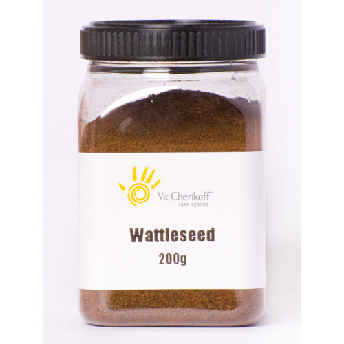 200g pack of ground Wattleseed, a native Australian spice with roasted coffee and nutty flavors
