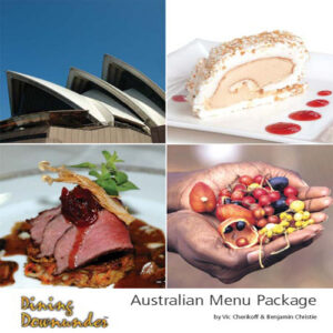 Australian Menu Package eBook cover featuring dishes made with native Australian ingredients