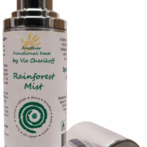 Rainforest Mist spray bottle with cap positioned to the side, showcasing product packaging.