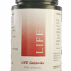 LIFE health supplement jar with 300 capsules
