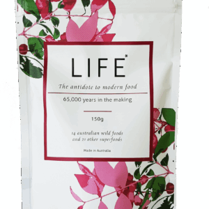 Single sachet of LIFE health supplement with updated packaging