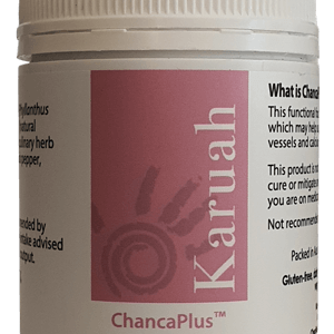 ChancaPlus Herbal Tea Capsules bottle with green and white label